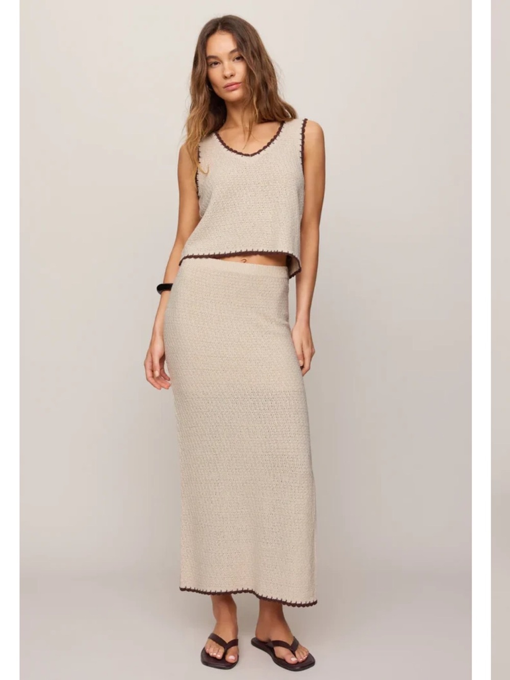 Z Supply Yessenia Whipstitch Skirt Set & Tank Top Women’s XS & Small Knit Cream